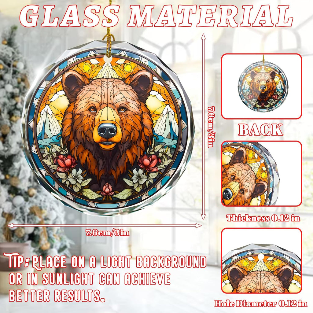 Brown Bear Stained Glass Ornament - Christmas Tree Decoration, Gift Exchange Present Idea