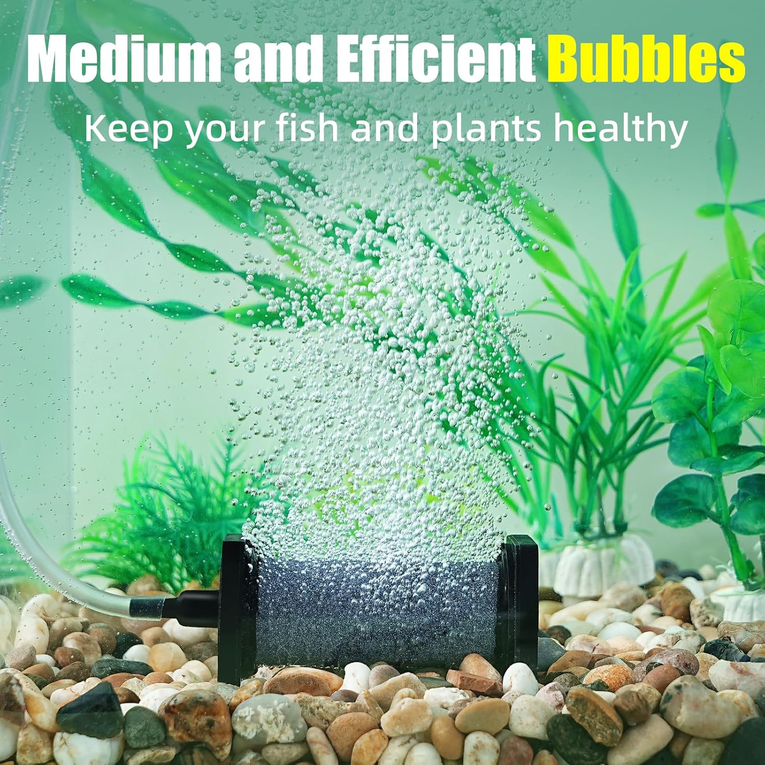 AQUANEAT Aquarium 3 inch Air Stone Cylindrical 2 Pack, Large Airstone, Aerator Bubble Diffuser, Air Pump Accessories for Aquariums, Hydroponic, Ponds and Fish Tanks