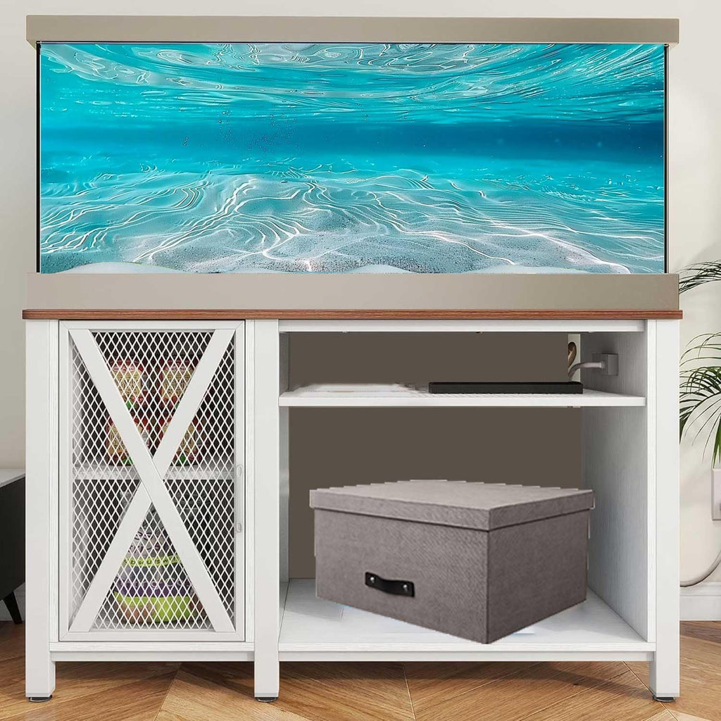 Undersea Theme Aquarium Background, Teal Ocean Floor Tropical Tank Fish Tank Backdrop Decor, Polyester Fabric with 6 EVA Double-Sided Tapes 48x24 inches/120x60