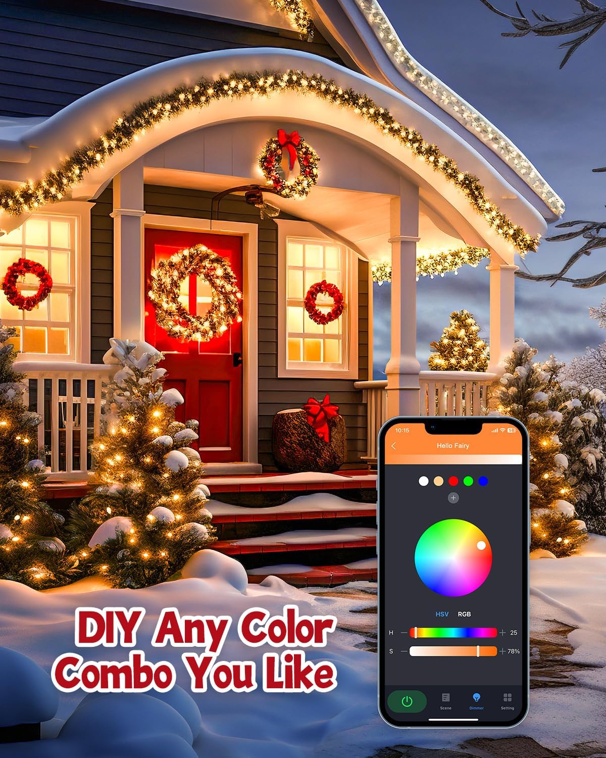 Minetom Color Changing Lights-60FT 200 LEDs RGB Christmas Tree Light,16 Million Color Fairy Lights with Remote - LED String Lights with Timer & Memory Function for Holiday, Party Decorations