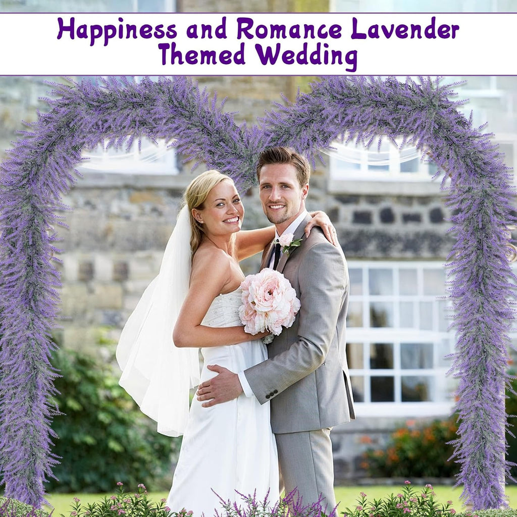 2pcs Spring Summer Lavender Garland, 6Ft Purple Lavender Artificial Garland, All Year Lavender Garlands for Farmhouse Wedding Mantle Arch Porch Stair Table Indoor Door Home Decor