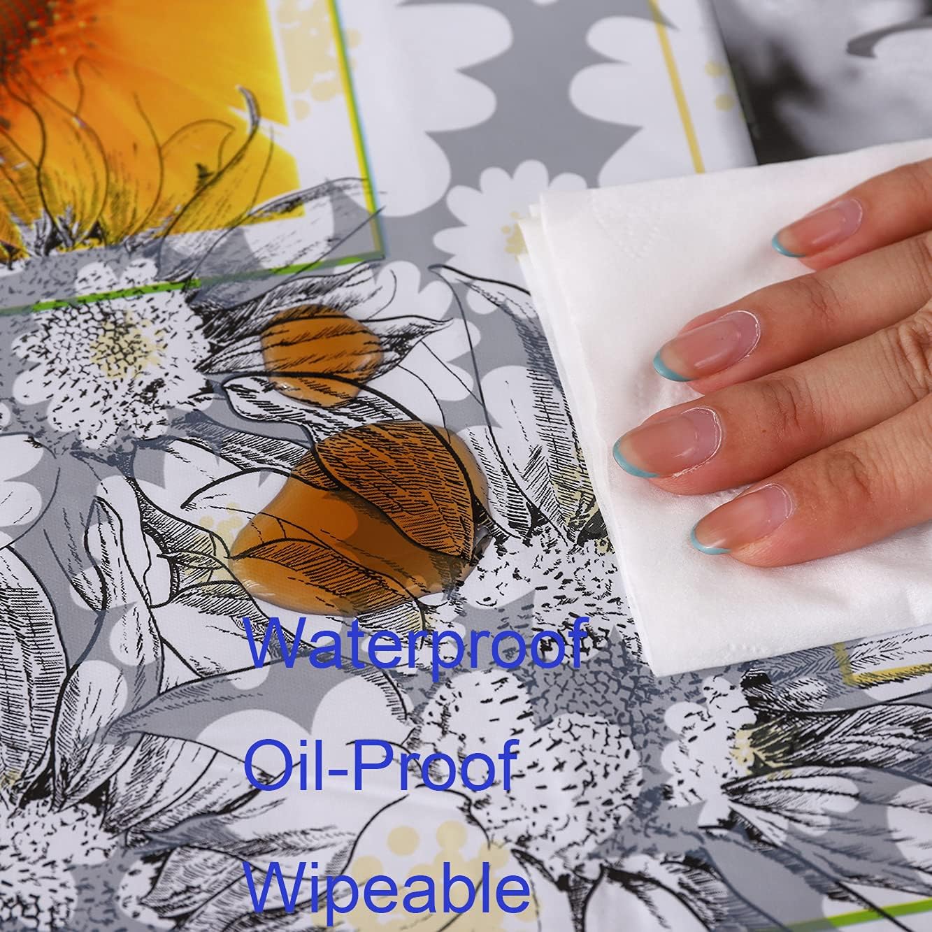 Heavy Duty Vinyl Tablecloth with Flannel Backing Waterproof Oil-Proof Plastic Table Cloth Stain-Resistant Wipeable Rectangle or Square Table Cover for Indoor and Outdoor ( Sunflower, 60X102 Inch)