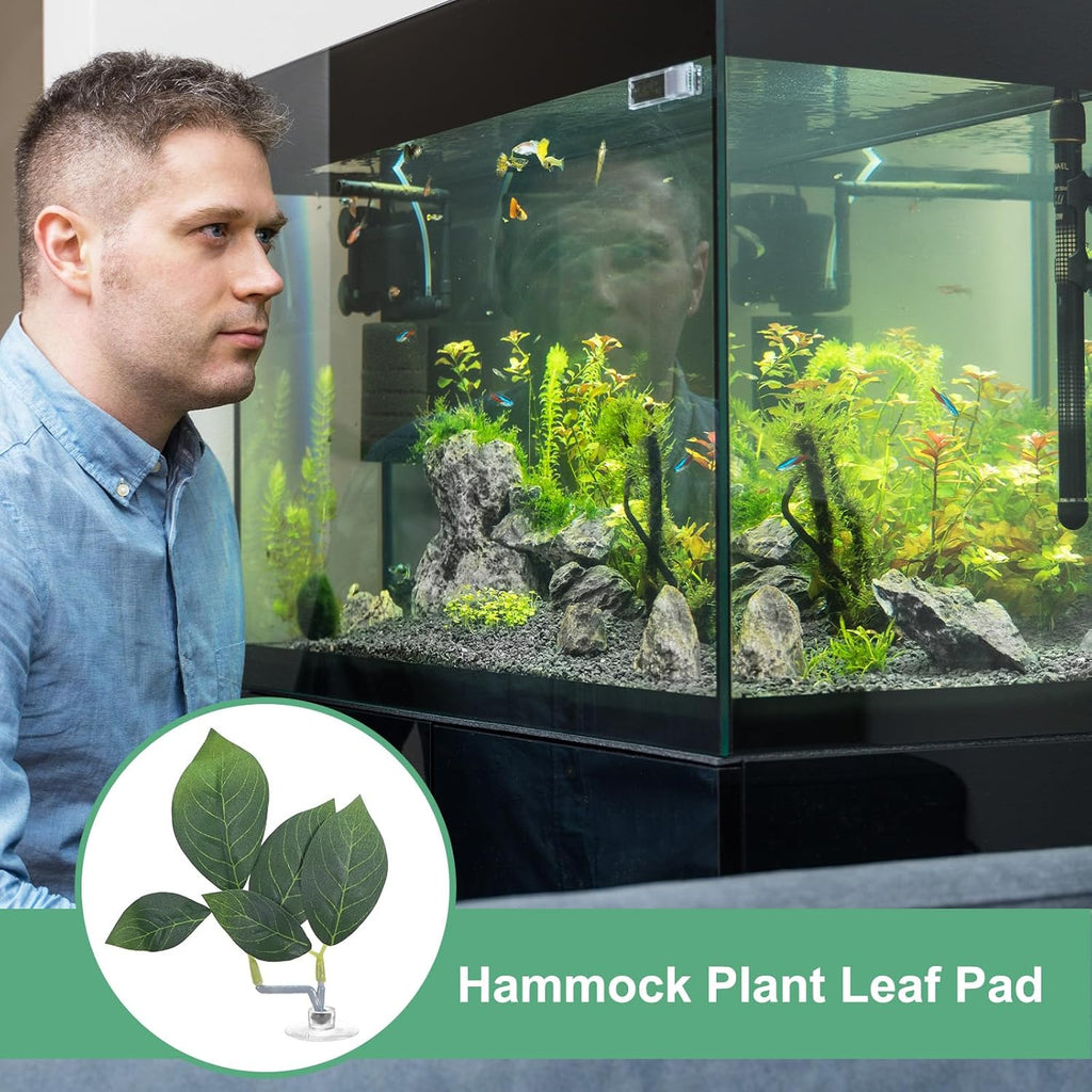 3-Pack Betta Fish Leaf Pad, Hammock Plant Leaf Pad, Realistic Resting Fish Rest Bed for Fish Tank Decorations/Aquarium Accessories/Spawning Grounds/Breeding [Green, Leaves-Shaped]