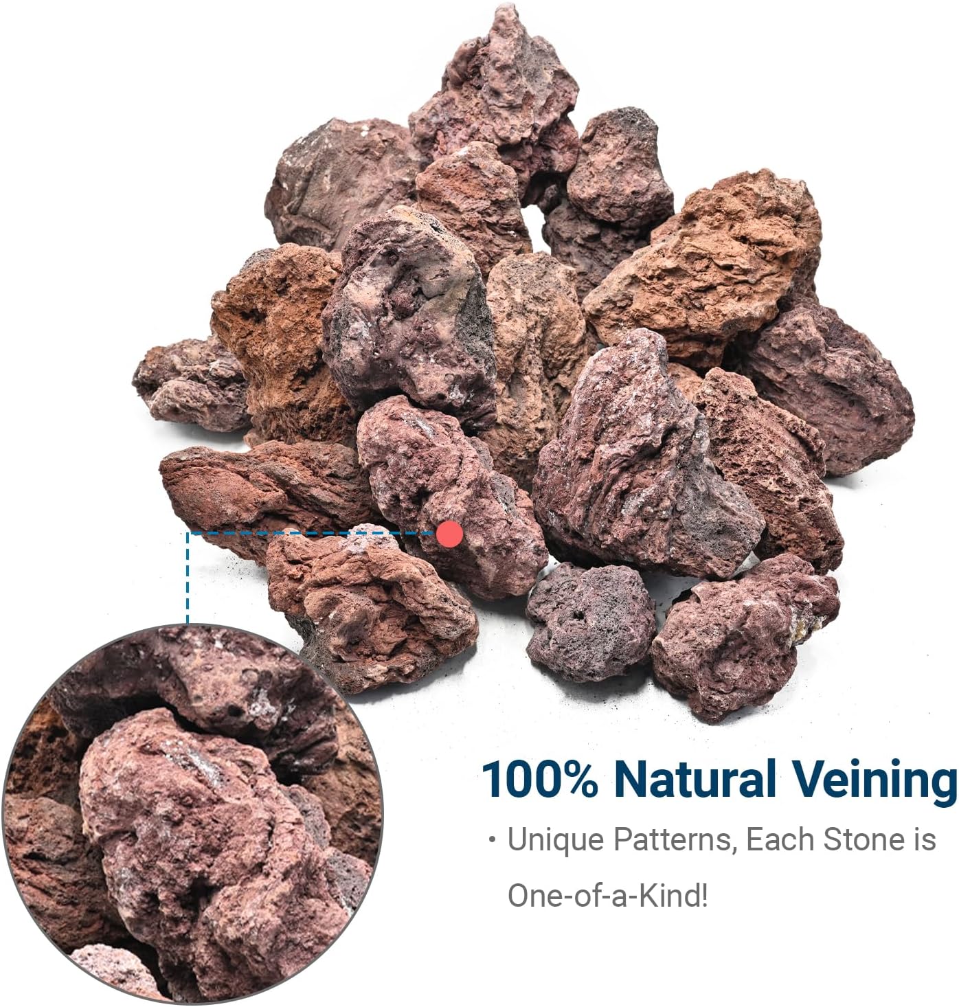 Red Lava Rock Natural Volcanic Stones 4"-6" Aquarium Rocks for Aquascaping,Aquarium Landscaping,Shrimp Tank,Terrariums & Decorative Landscaping-5lb 3pcs