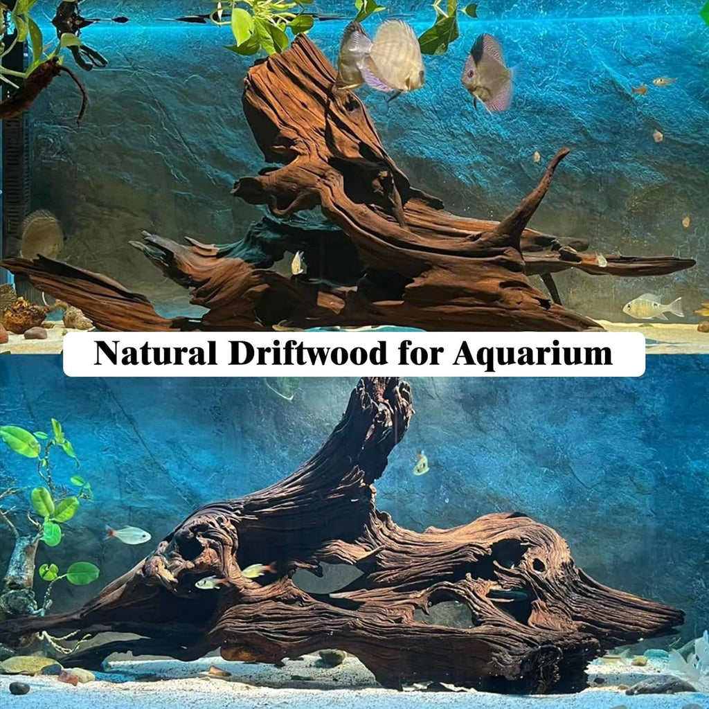 kathson Natural Driftwood for Aquarium Decor, 3-Piece 9''-15'' Large Driftwood for Decorations on Fish Tank, Reptiles Bearded Dragon Terrarium Ornament Accessories or Air Plants