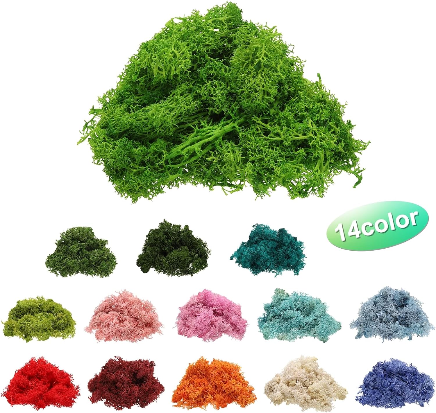 uxcell Preserved Reindeer Moss, 4oz Fake Moss for Crafts, Terrariums, Potted Plants, Centerpieces, Fairy Gardens (Light Green)