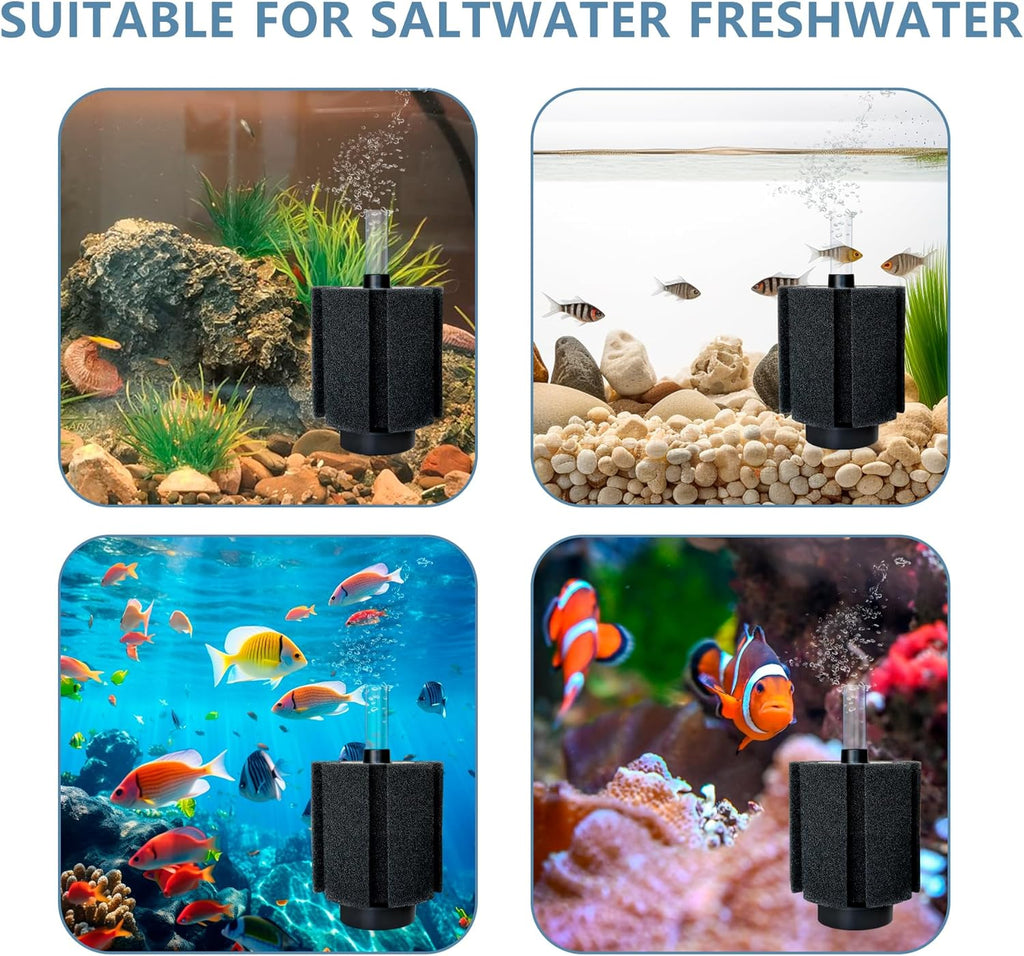 100-120 Gal Large Aquarium Sponge Filter with Air Stone and Ceramic Media,2 Pack Quiet Fish Tank Filters fit Breeding Fry Betta Shrimp Fish Tank