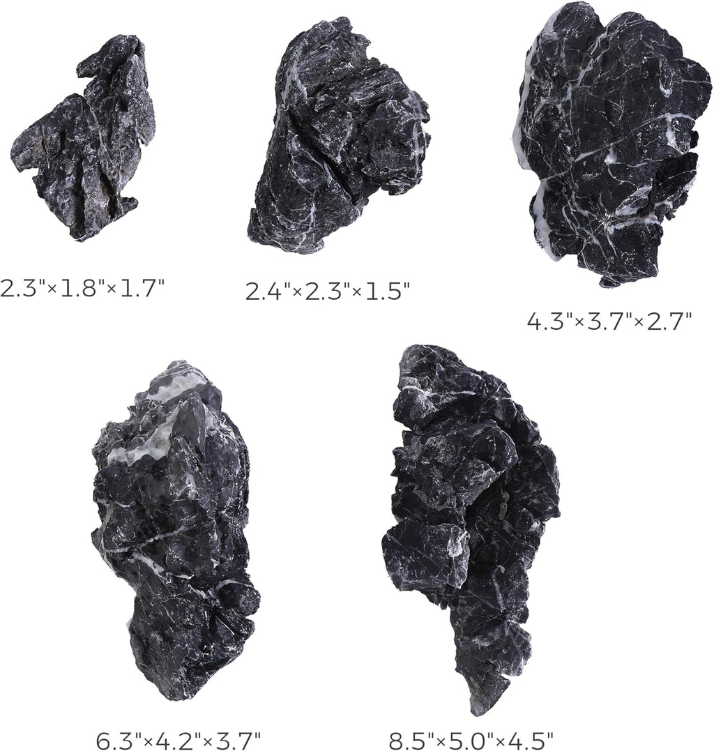 2-8 Inches Natural Seiryu Stone 5 PCS Aquarium Rocks for Aquascaping, Aquarium Landscaping, Terrariums, Fish Tank Decoration, Vivariums, Paludarium, Reptile and Amphibian Enclosures