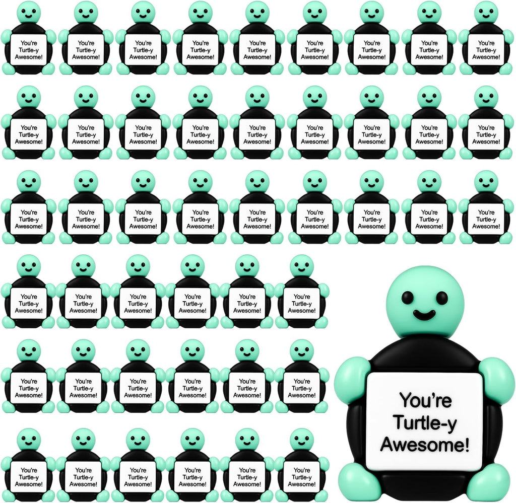 Gejoy 50 Pcs Mini Rubber Turtle Toys Positive Gifts Turtle Figures Decorations and Encouragement Birthday Motivational Gifts for Colleague Staff Teacher