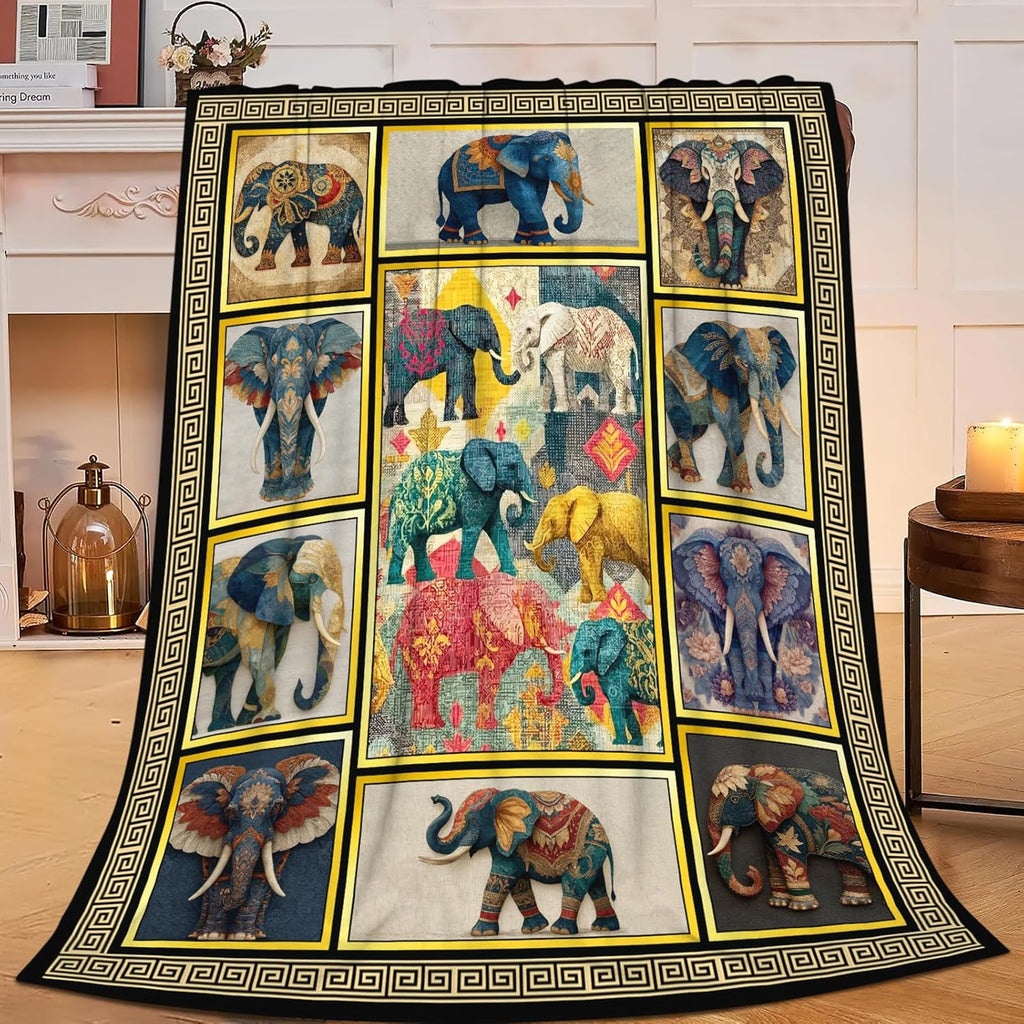 Elephant Throw Blanket Elephant Stuff Gifts for Kids Girls Boys Adults Women Men Soft Cozy Warm Plush Fluffy Fuzzy Fleece Blanket Decor 40''X50''