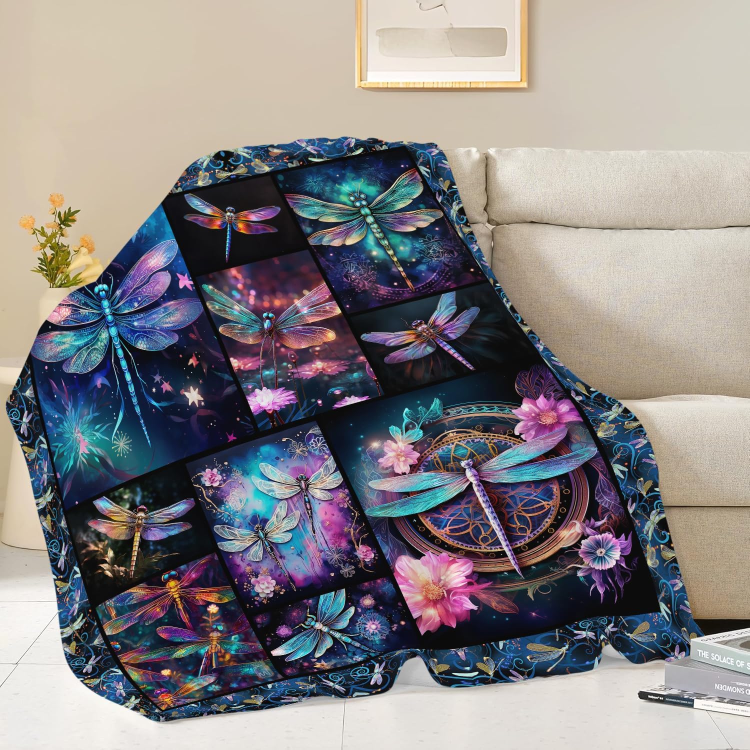 Dragonfly Blanket Dragonfly Throw Blanket Gifts for Women Men Boys Girls Kids Adults Super Soft Cozy Plush Fluffy Fuzzy Fleece Blanket Home Decor 40''X50''