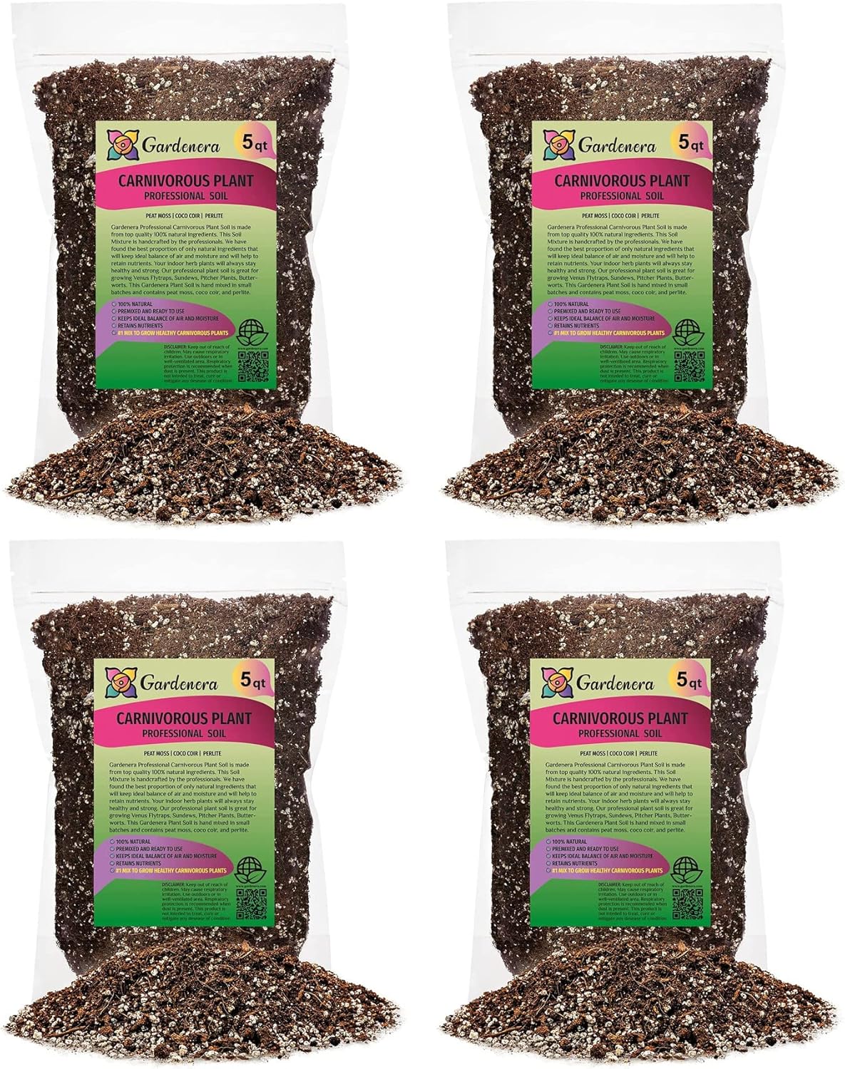 Gardenera Professional Carnivorous Plant Soil - Ready to Use for Venus Flytraps, Sundews, Pitcher Plants, Butterworts | Peat Moss, Coco Coir, Perlite - 20 Quart