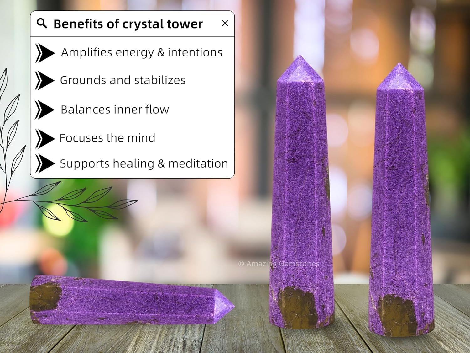 Amazing Gemstone Stichtite Crystal Towers - Natural Healing Crystal Point Obelisk for Reiki Healing and Crystal Grid (2" to 3" Inch)