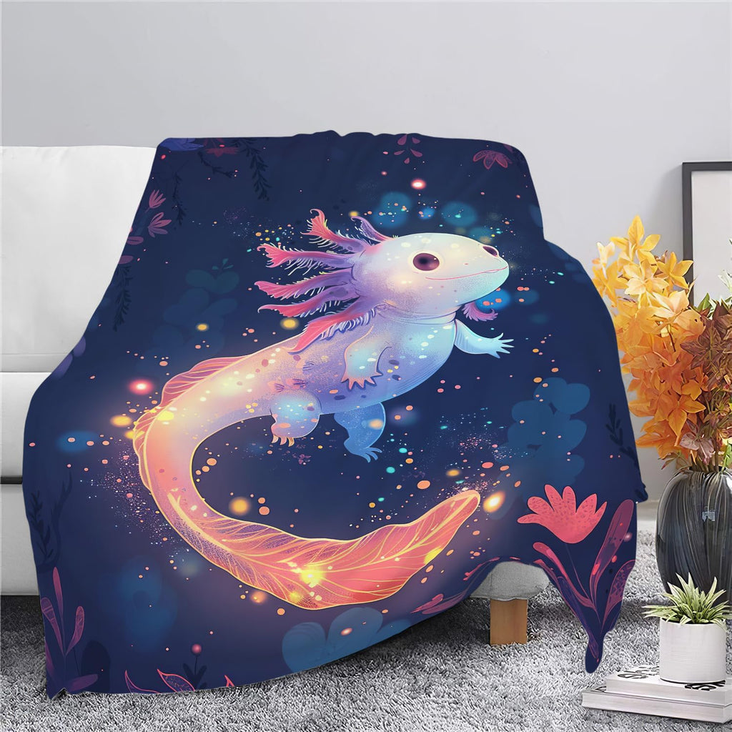 Cute Axolotl Blanket Cartoon Axolotl Throw Blanket Gifts for Women Girls Men Boys Kids Adults Super Soft Cozy Plush Fluffy Fuzzy Fleece Blanket Decor 40''X50''