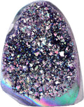 JIC Gem Rainbow Aura Titanium Coated Amethyst (1 lb to 2 lb) Crystal Cluster from Brazil Quartz Geode Gemstone Home Decor