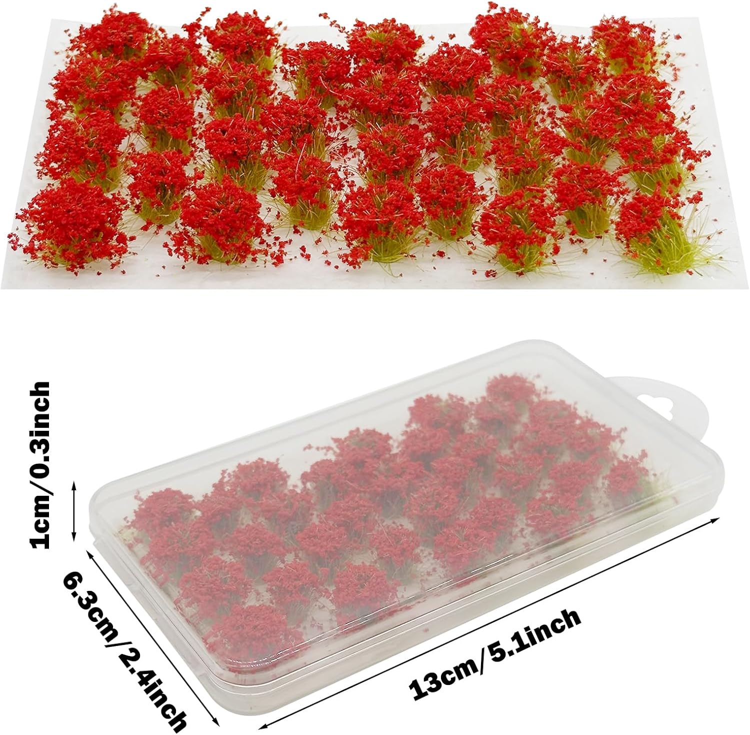 Cayway 128 PCS Static Grass Tuft Flower Cluster Tuft Artificial Model Grass Tufts DIY Miniature Colorful Flower Cluster for Terrain Railway Scenery Table Landscape
