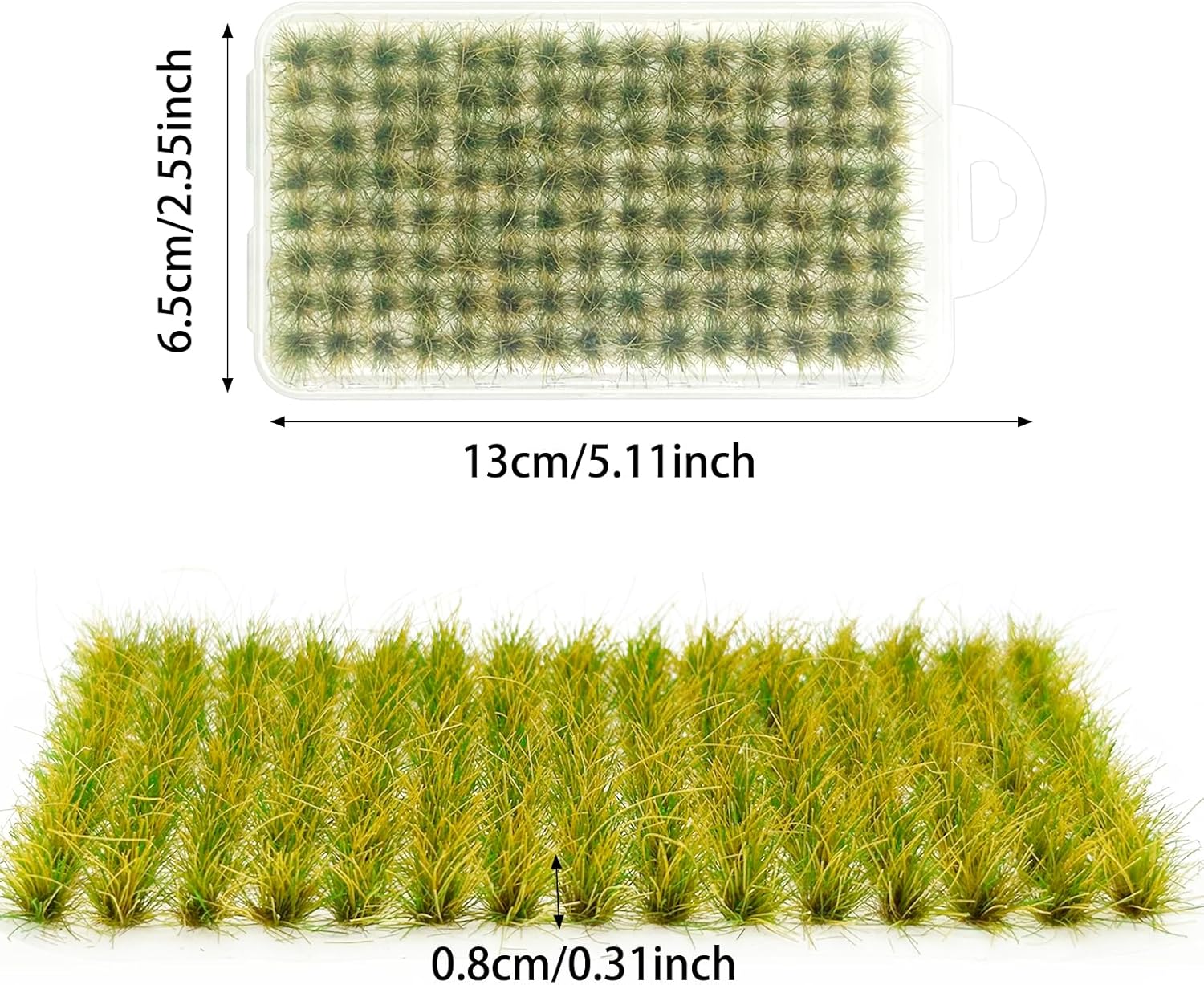 Woohome 120 PCS Bushy Tufts Static Grass Tuft Model Grass Tuft for DIY Miniature Train Landscape Terrain Railway Scenery Decorations, Yellowish