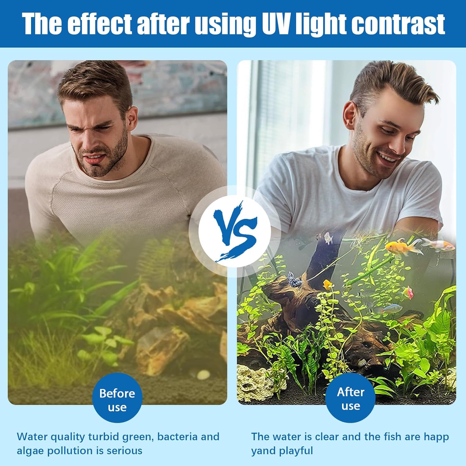 TAISHAN 3W Mini Aquarium Algae Removal Light With Timer, Waterproof Green Clear Light for Fish Tank, Pond, Swimming Pool