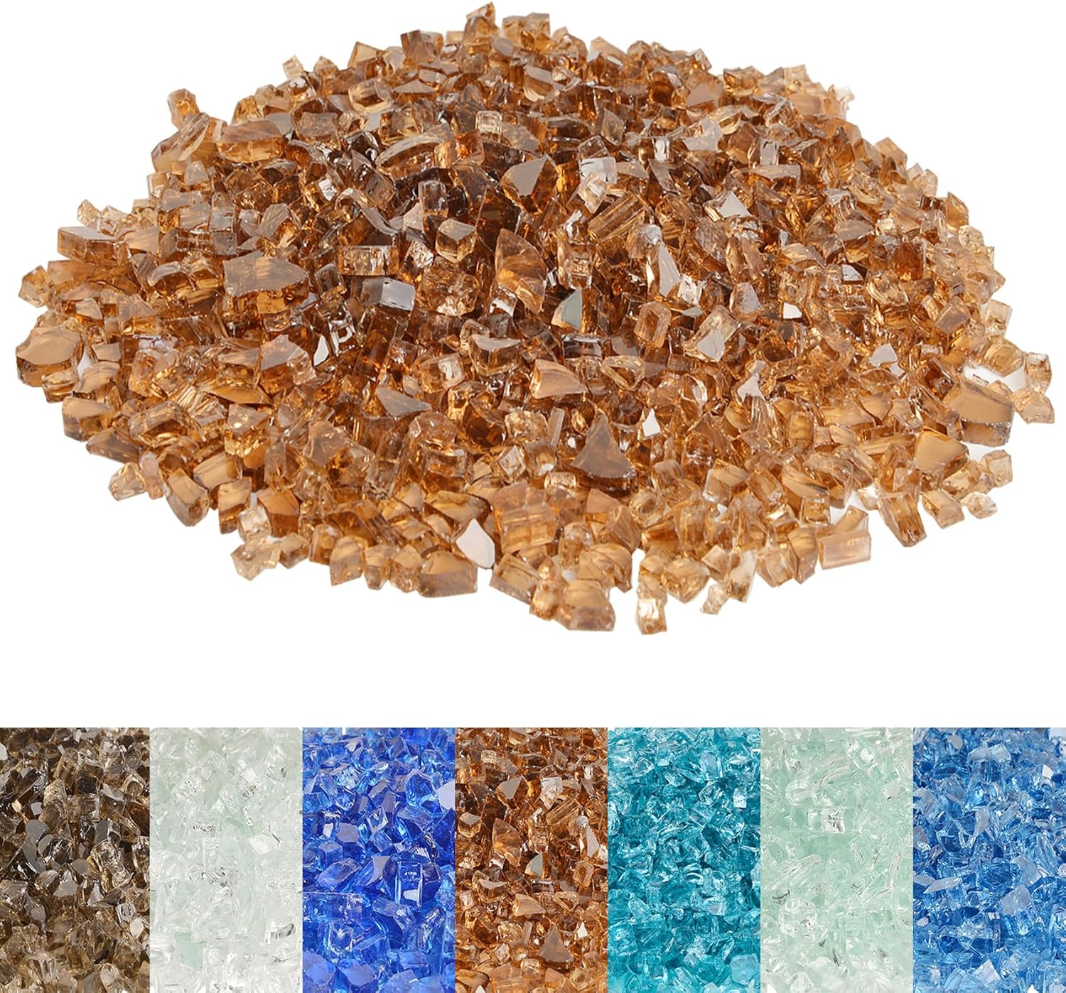 Skyflame High Luster 10-Pound Regular Fire Glass for Fire Pit Fireplace Garden Landscaping Copper 1/4" Size