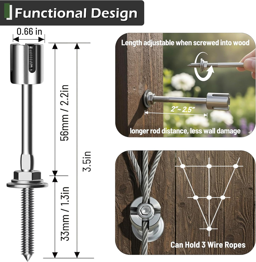 Wire Trellis for Climbing Plants Outdoor, 12 pcs Wall Wire Trellis Kit, T316 Stainless Steel Wall Trellis Kit Espalier Cable Trellis System (Hubs Only, Without Cable)