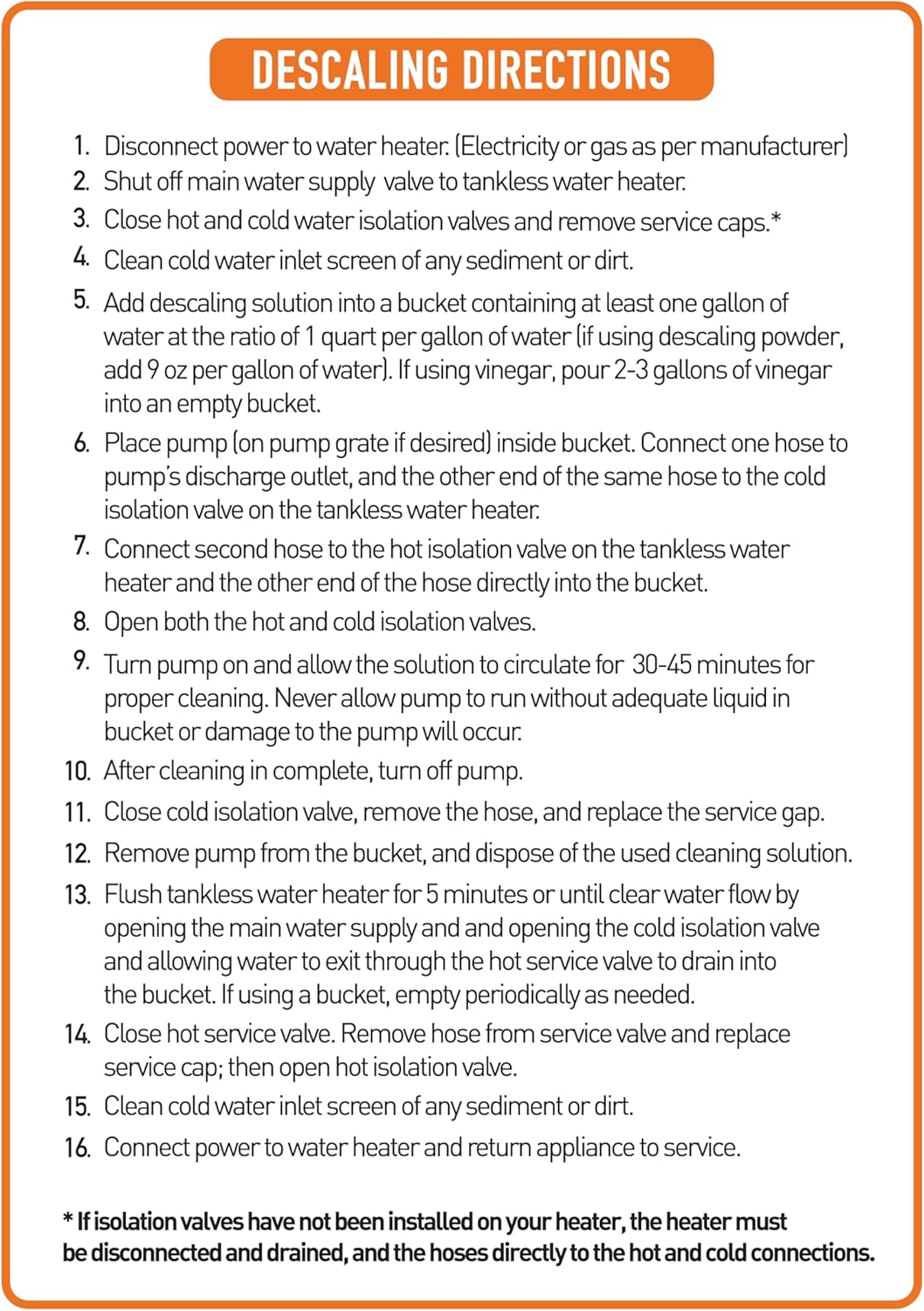Chromex Tankless Water Heater Flush Kit with Concentrated Vinegar, Dilutes to 4 Gallons and 1/6HP Extra Strength Pump