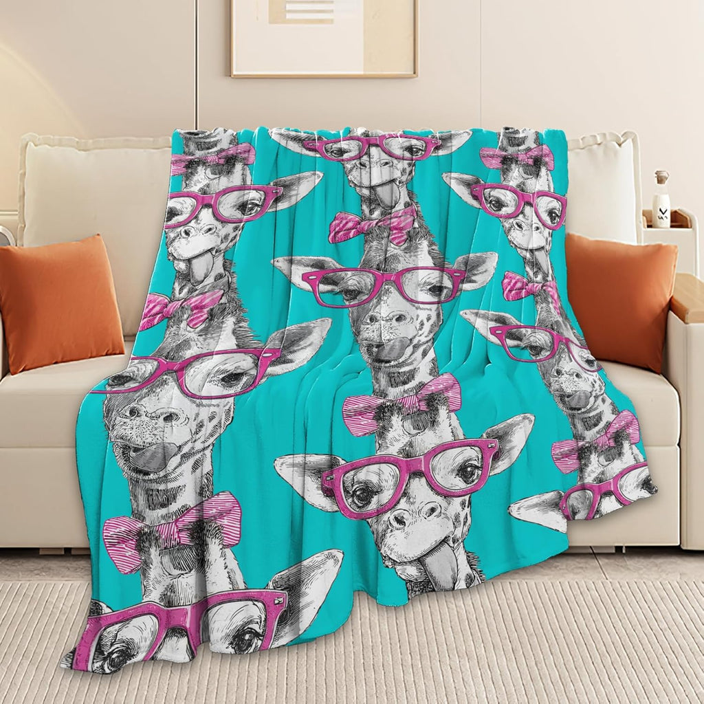 Giraffe Throw Blanket Giraffe Stuff Gifts for Kids Girls Boys Adults Women Men Soft Cozy Warm Plush Fluffy Fuzzy Fleece Blanket Decor 50''X60''