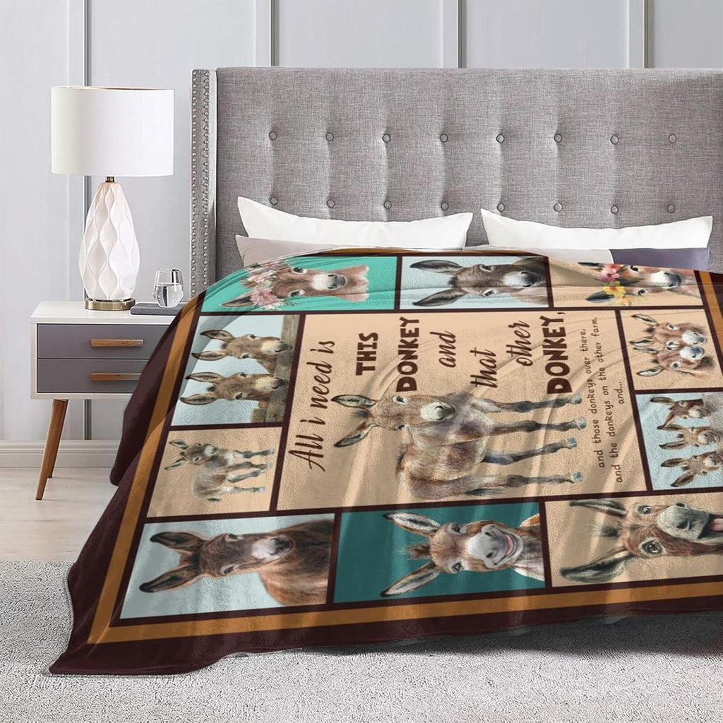 Donkey Blanket Donkeys Throw Blanket Flannel Stuff Merch Cozy Decor Fleece Plush Fuzzy Warm Soft Lightweight Bedding Gifts for Lover Girls Women Men Boy Couch Sofa 50"X40"
