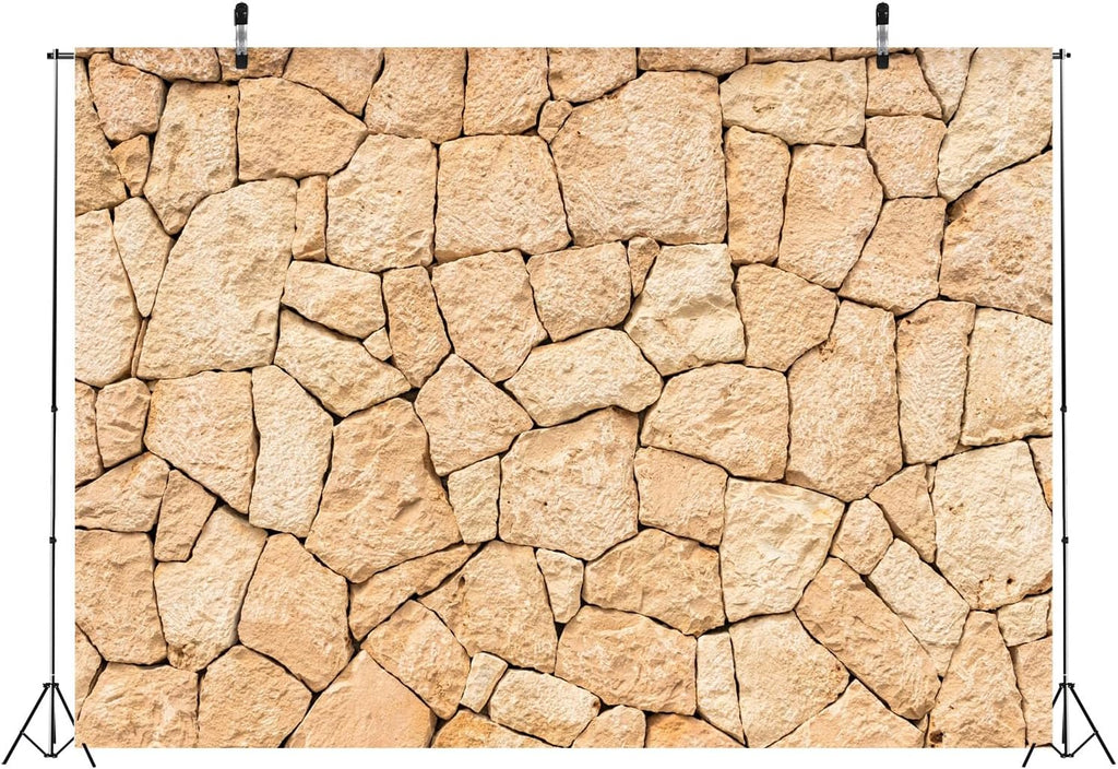 7x5ft Fabric Rock Stone Wall Backdrop Natural Rock Wall Textured Photography Background Retro Garden Wallpaper Birthday Party Decorations Holiday Party Banner Photo Studio Shoot Studio Props
