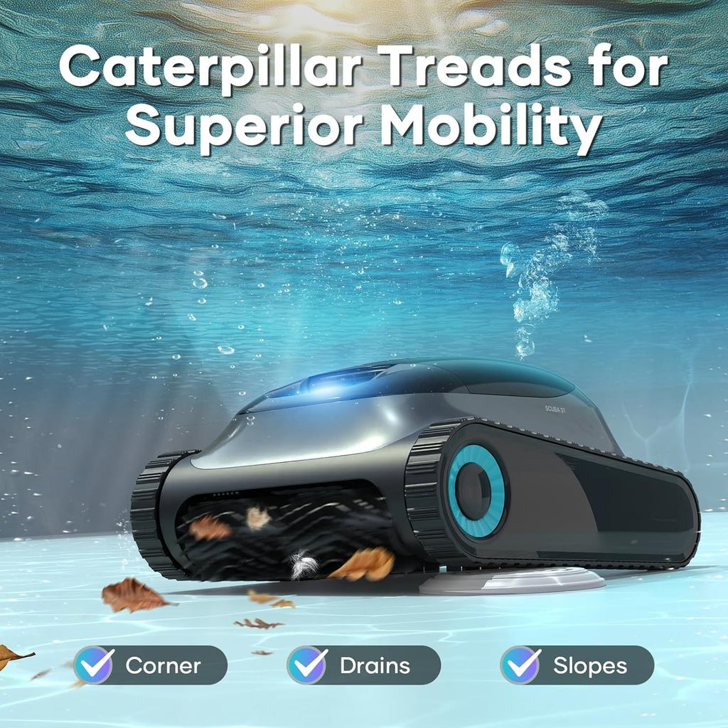 AIPER Scuba S1 Cordless Robotic Pool Cleaner, Pool Vacuum for Inground Pools, Wall and Waterline Cleaning, Smart Navigation for Pools up to 1,600 Sq.ft (Renewed)