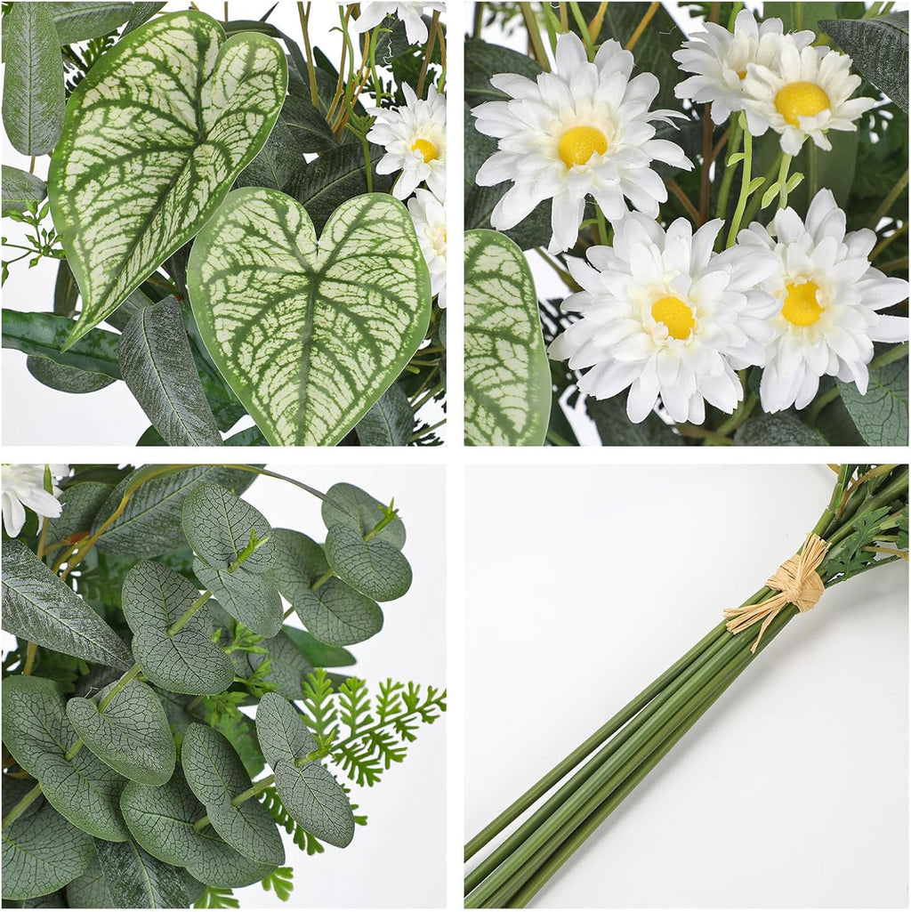 Artificial Greenery Stems Box Set, 5 Kinds Mixed Eucalyptus Leaves Silver Dollar Fern Monstera Leaf Faux Plants and Flowers for DIY Bouquets Wedding Floral Arrangements Table Centerpieces Vase Decor