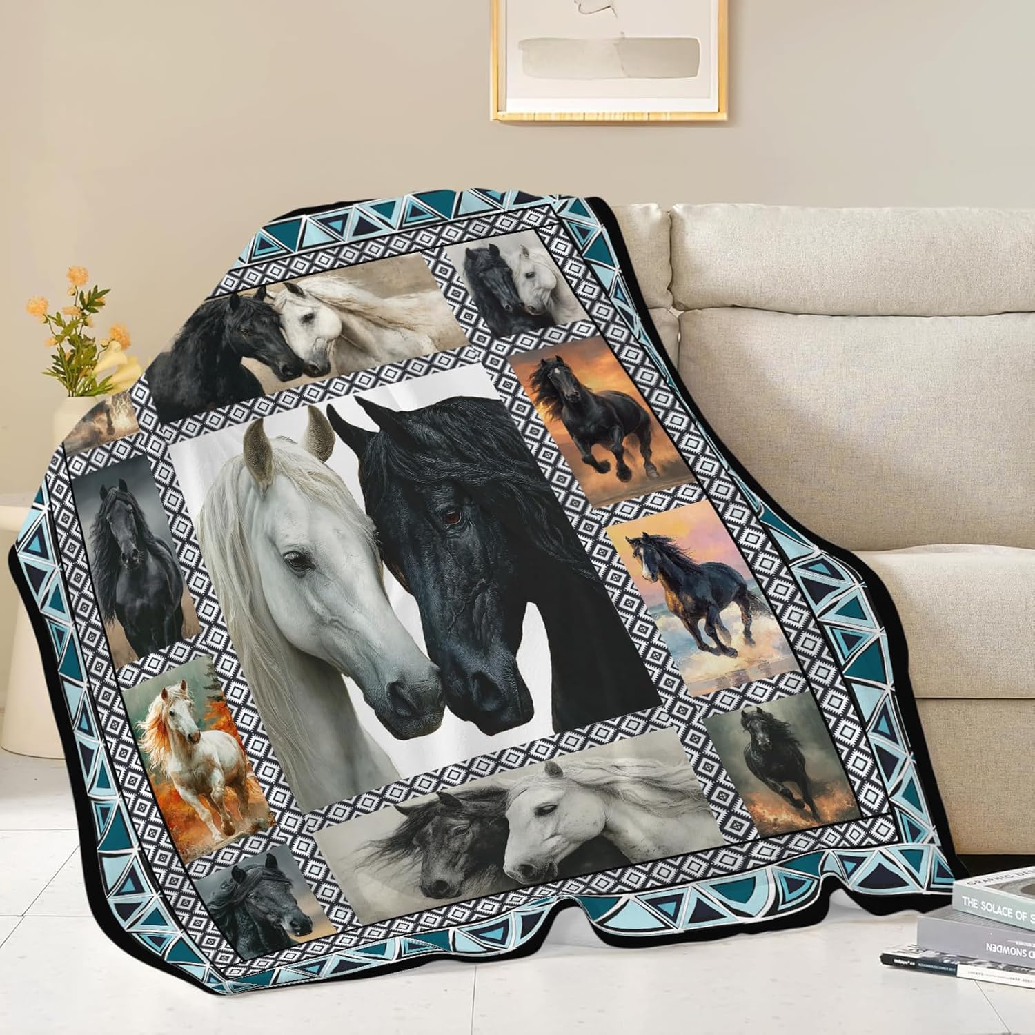 Horse Throw Blanket Horse Stuff Gifts for Kids Girls Boys Adults Women Men Soft Cozy Warm Plush Fluffy Fuzzy Fleece Blanket Decor 40''X50''