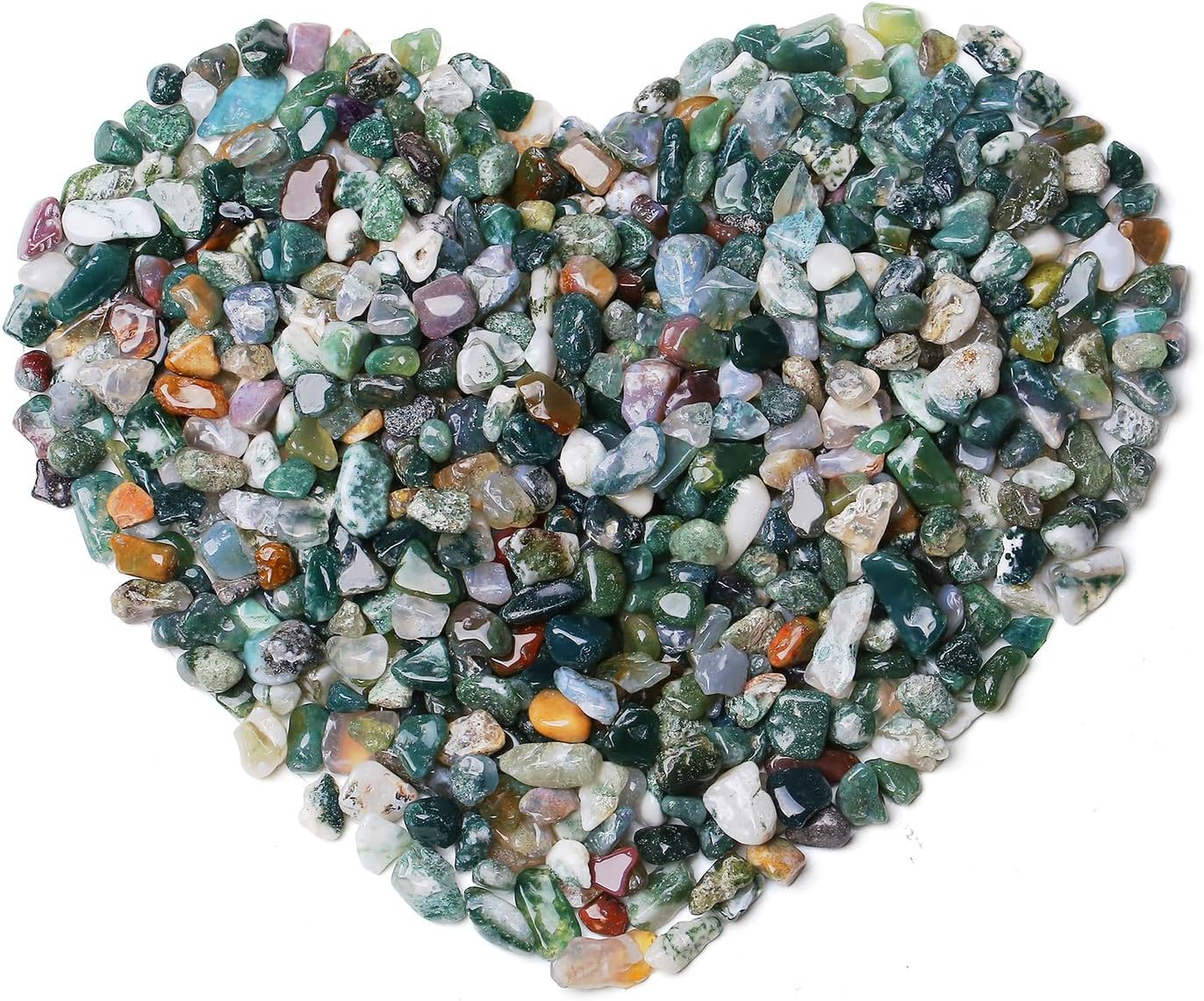 QINJIEJIE Aquatic Agate Crystals Chips Natural Stone Gravel Bulk Crushed Rocks Pieces Polished Quartz Stone 0.55Lbs Decorative Fish Tank Pebbles Vase Filler Irregular Shaped Tumbled Gemstone for Home