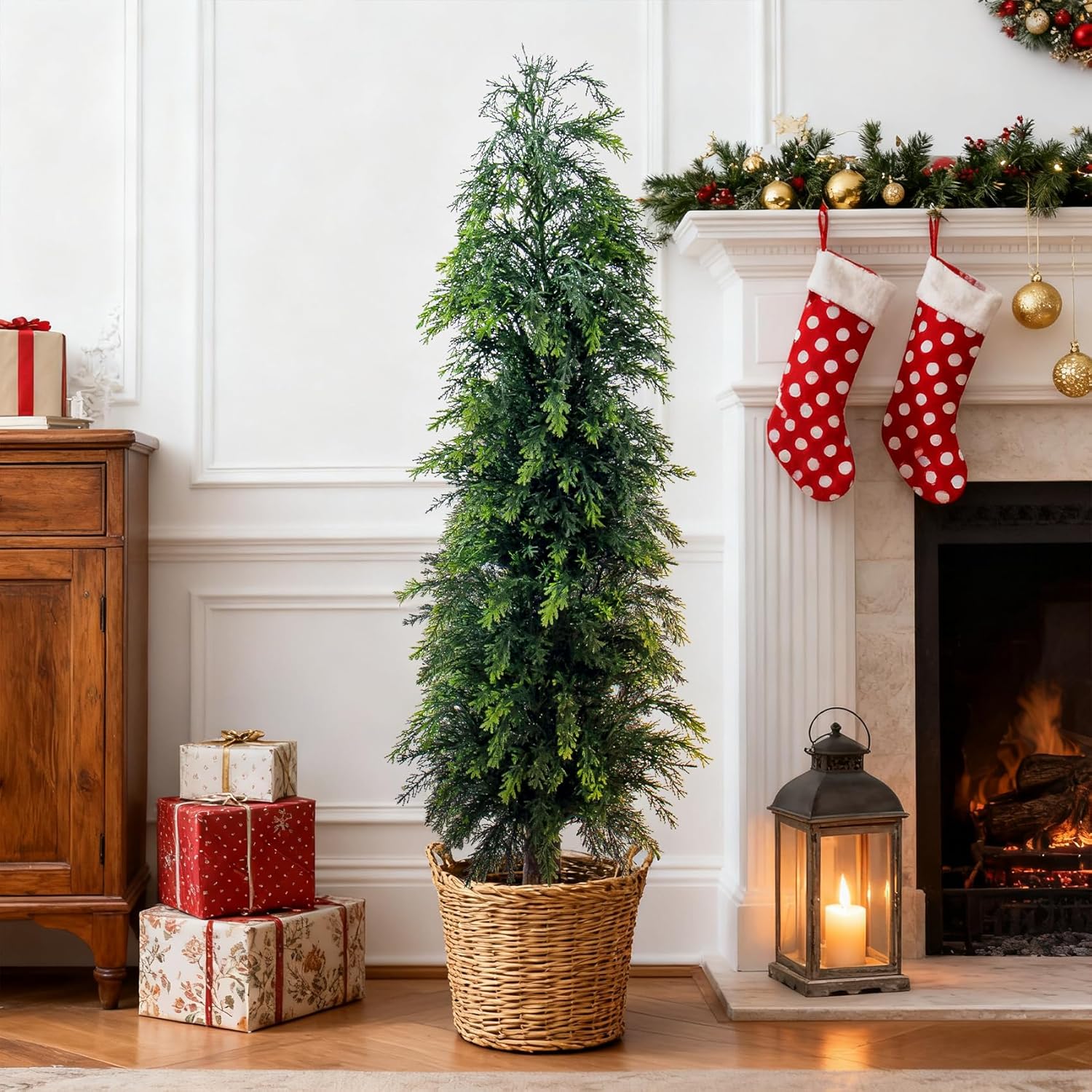 2PCS 4ft Artificial Norfolk Pine Tree Artificial Christmas Tree Premium Pine Xmas Tree Branch Tip Easy Setup, Artificial Pencil Realistic Pine Needles Realistic Holiday Party Decor