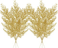 Christmas Glitter Stems 24pcs Artificial Pine Tree Picks for Christmas Tree Ornaments fillers, DIY Xmas Wreath, Crafts, Garland, Holiday, Party, Wedding and Home Decoration(Gold)
