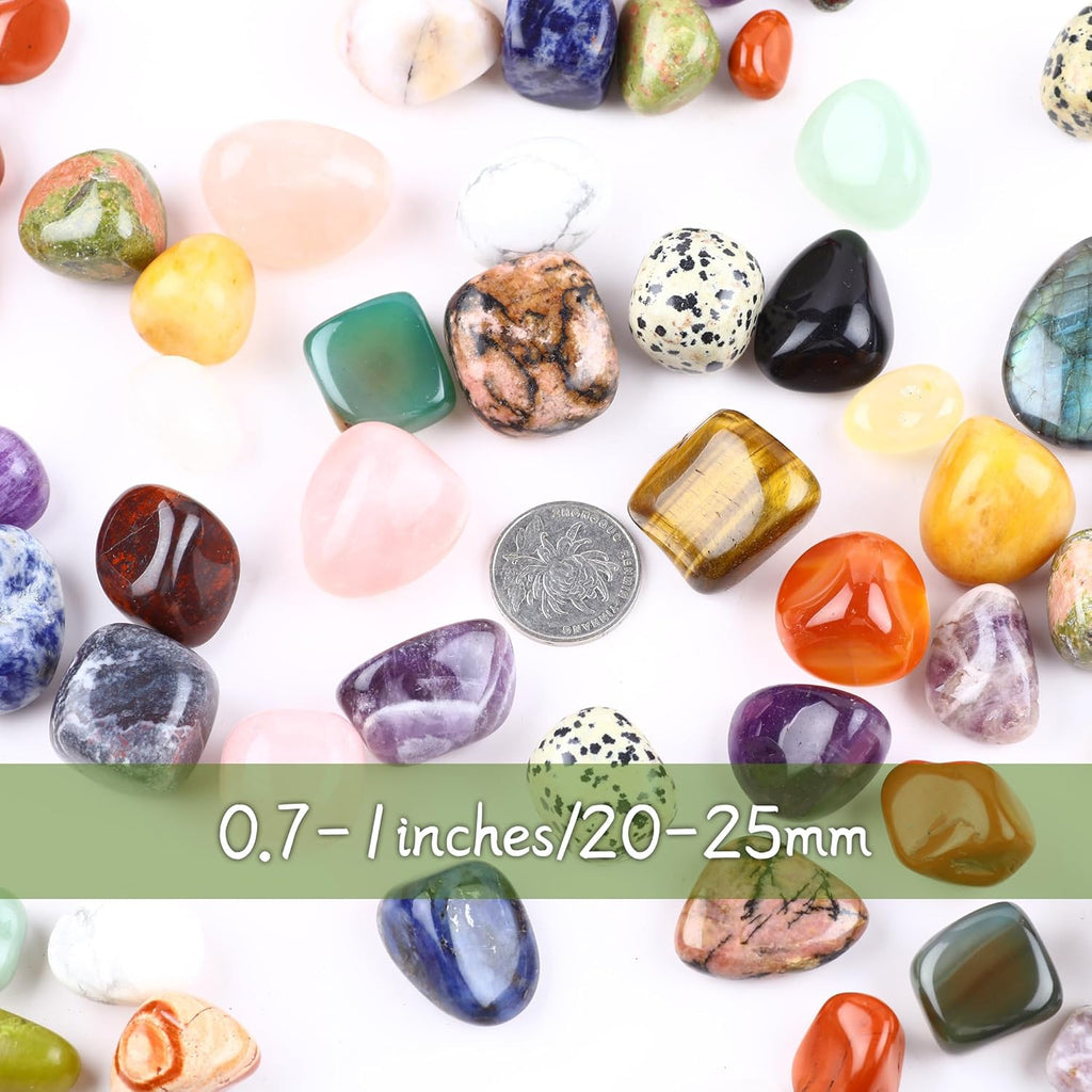 1.5lb Natural Gemstones Crystal Bulk Tumbled Polished Stones Irregular Amethyst Stones Rocks Chakra Colorful Crystal Vase Filler Decor Energy Reiki Beginner Birthday Gifts 0.78 to 0.98 in