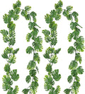 RECUTMS 2Pcs Artificial Monstera Leaf Vines 5.9FT Fake Hanging Plants Ivy Faux Tropical Palm Leaves Greenery Garland for Garden Porch Patio Jungle Luau Beach Birthday Party Indoor Outdoor Spring Décor