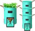 4 Pack 10 Gallon Potato Grow Bags, PE Garden Planter Bag with Breathable Screen Windows and Reinforced Handles for Potatoes, Tomatoes, Carrots and Onions