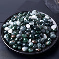 Polished Moss Agate Crystal Chips 200 Pcs - 0.3" 10 oz Tumbled Stone Chips Crushed Sea Glass Stones Healing Reiki Crystal Jewelry Making Home Decoration