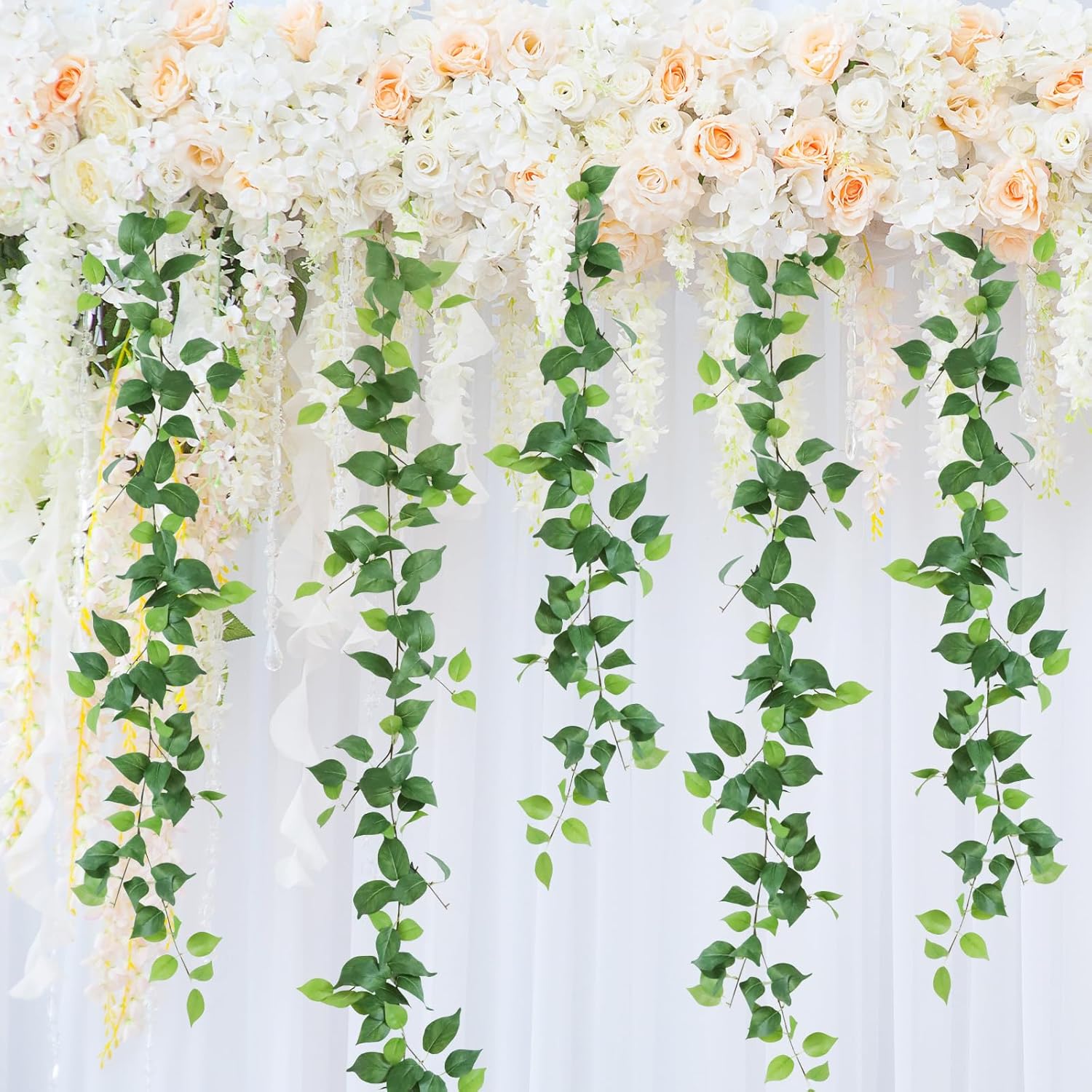 ucky 4PCS 5.9FT Green Fake Vines Ivy Leaves Vines for Bedroom Greenery Garland Fake Leaves Leaf Wall Decor Faux Hanging Vines Plants Outdoor Garland