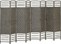 HOMCOM 8 Panel Room Divider, Folding Privacy Screen, 5.6' Room Separator, Wave Fiber Freestanding Partition Wall Divider, Dark Gray