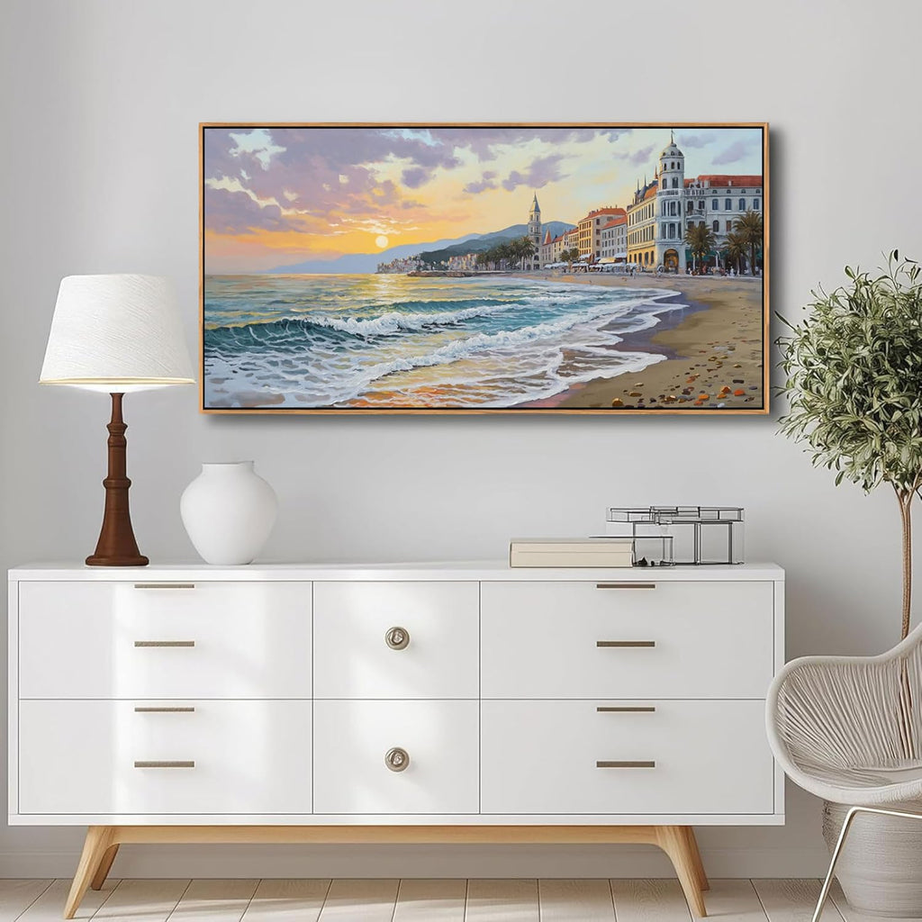 YDYSUNE Beach Wall Art Canvas for Painting Retro Ocean Wall Decor Sunset Coastal Painting Seaside Artwork for Living Room,Bedroom,Office,Dinning Decoration Size 20x40 Inches