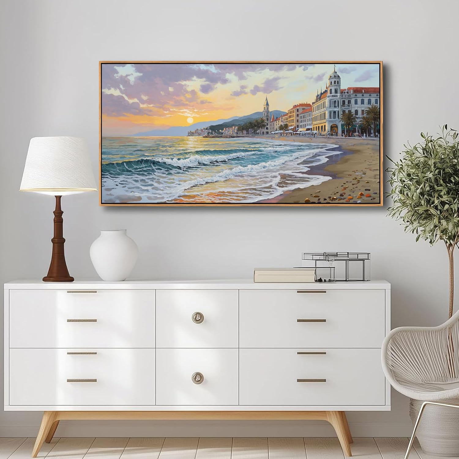 YDYSUNE Beach Wall Art Canvas for Painting Retro Ocean Wall Decor Sunset Coastal Painting Seaside Artwork for Living Room,Bedroom,Office,Dinning Decoration Size 20x40 Inches