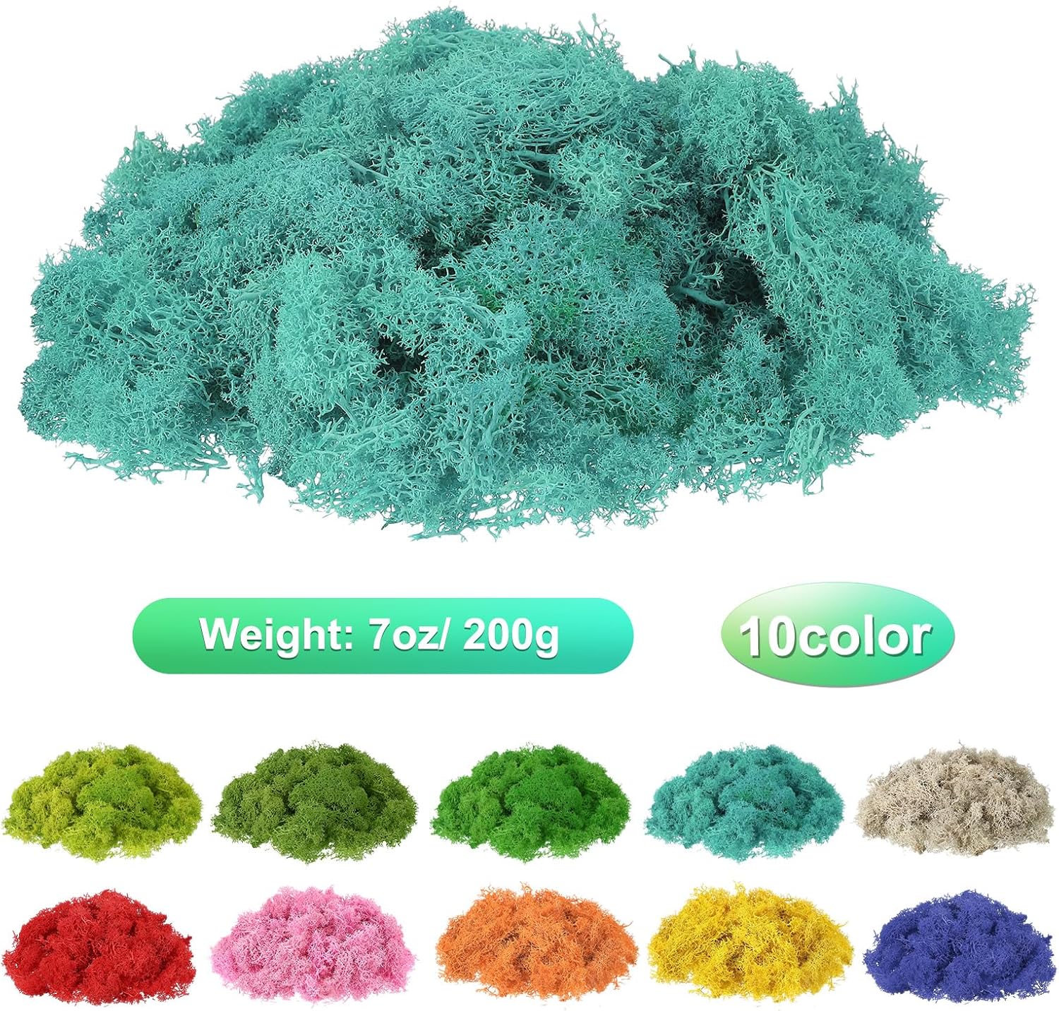 uxcell Preserved Reindeer Moss, 7oz Fake Moss for Crafts Artificial Dried Moss for Decoration Terrariums Potted Plants, Blue
