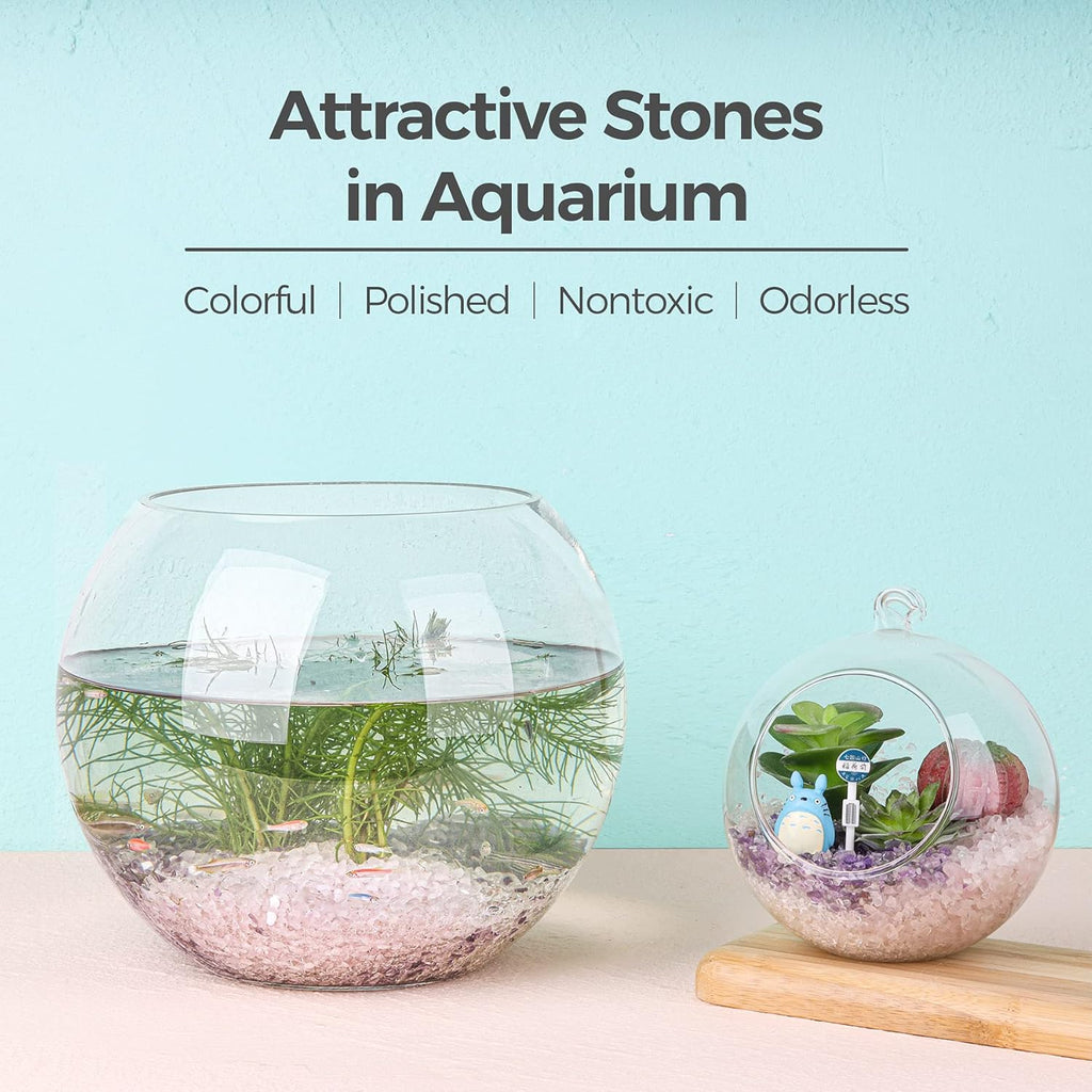 T4U Tumbled Chips Stones Crushed Crystal Quartz 2 LB, Irregular Shaped Gravel Pebble Healing Stone, DIY Smoothed Rock for Potted Plant,Resin Art,Vase Fillers Aquarium Gravel Rocks (Light Rose)