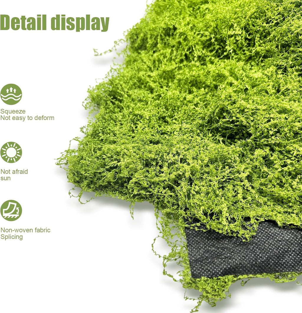 Artificial Green Moss Mat, Carpet Grass Wall with Base Fabric 39.37 * 39.37 inch Fake Moss for Crafts, Faux Moss for Plants Indoor Green Faux Grass for DIY Table Centerpieces Floral Wedding