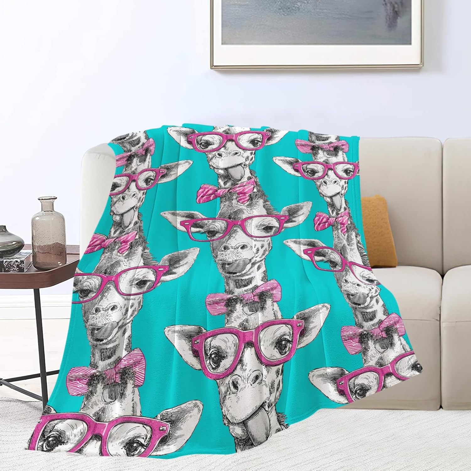 Giraffe Throw Blanket Giraffe Stuff Gifts for Kids Girls Boys Adults Women Men Soft Cozy Warm Plush Fluffy Fuzzy Fleece Blanket Decor 40''X50''