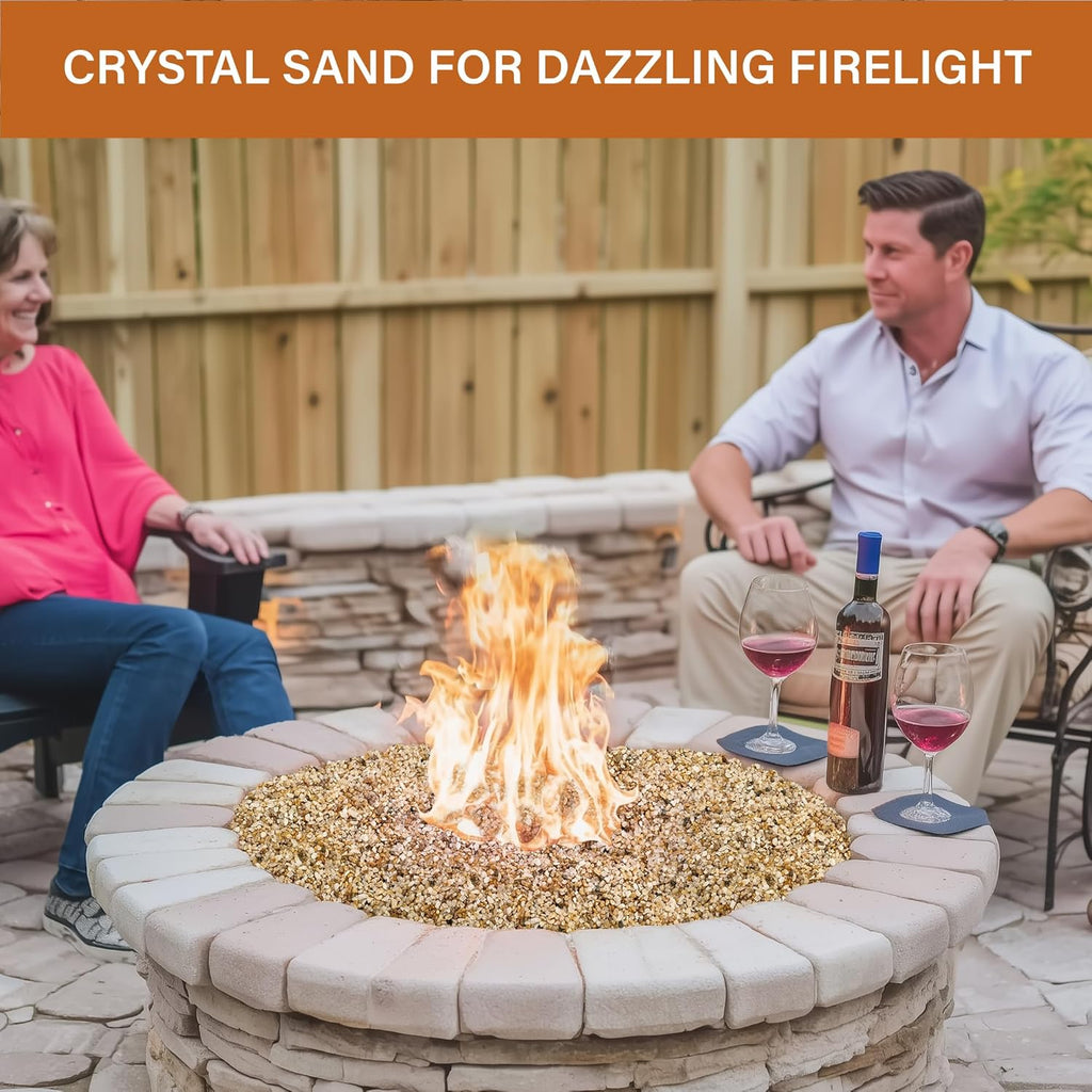 NUPICK 5-10 Mesh Silica Sand for Fire Pit, 20lb Coarse Sand for Fireplaces, Decorative Sand for Gas or Propane, Heatproof Base Layer Under Fire Glass, Lava Rocks, Wood, Garden, Vase Filler, Aquarium