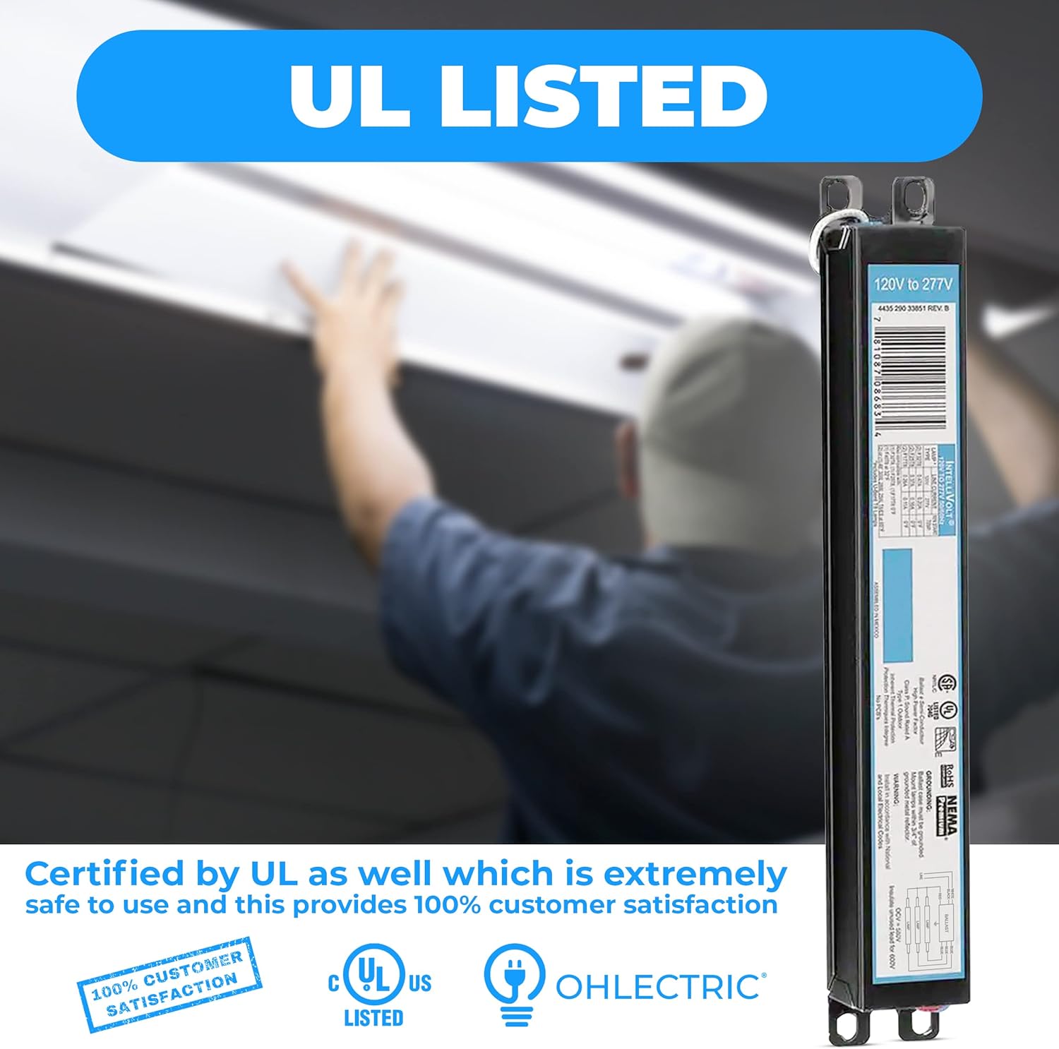OHLECTRIC Replacement for ICN2P32-SC 1&2 Lamp - T8 Fluorescent Ballast, Electronic Ballast Replacement 120-277 Volt, Instant Start - Standard and Energy Efficient Ballasts - UL Approved
