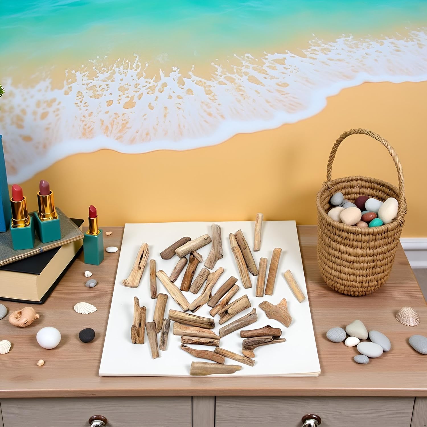 20 Pcs Wood Natural Driftwood Pieces Branch Slices Beach Decor for for DIY Craft Sticks Craft Supplies Craft Sticks Woodcrafts