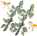 VCEPJH Reptile Climbing Branch Decor 2 Pcs Bendable Jungle Vine with Suction Cup Terrarium Plant Decoration for Gecko Bearded Dragons, Snake,Frogs, Chameleons Cage Accessories (T)